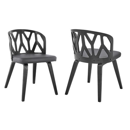 ARMEN LIVING Armen Living LCNISIBLGR Nia Faux Leather & Wood Dining Chairs; Gray & Black - Set of 2 LCNISIBLGR